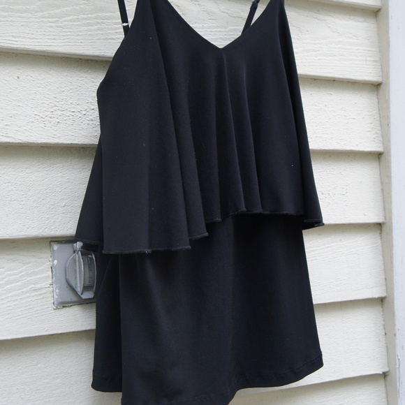 Tops - Black Ruffle Tank Small